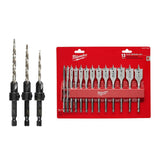 Milwaukee Steel Countersink Set with Wood Spade Bit Set (16-Piece)