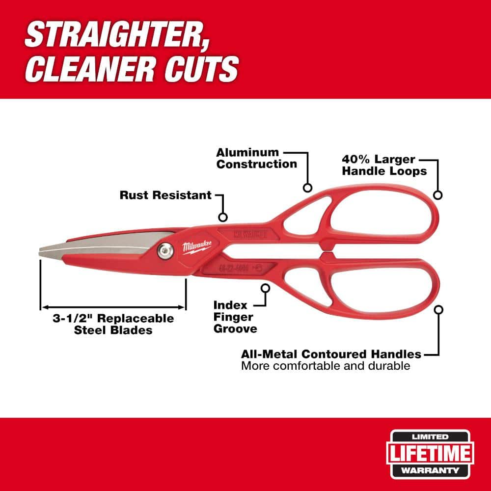 Milwaukee 13 in. Lightweight Tinner Snips with 3-1/2 in. Replaceable Blades