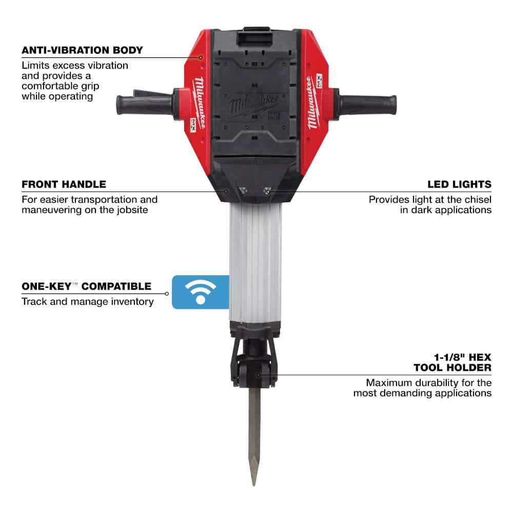 Milwaukee MX FUEL Lithium-Ion Cordless 25 x 32 1-1/8 in. Breaker Kit w/M18 FUEL 1-1/8 in. SDS + Rotary Hammer/Dust Extractor Kit