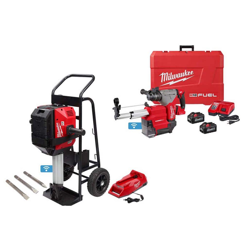 Milwaukee MX FUEL Lithium-Ion Cordless 25 x 32 1-1/8 in. Breaker Kit w/M18 FUEL 1-1/8 in. SDS + Rotary Hammer/Dust Extractor Kit