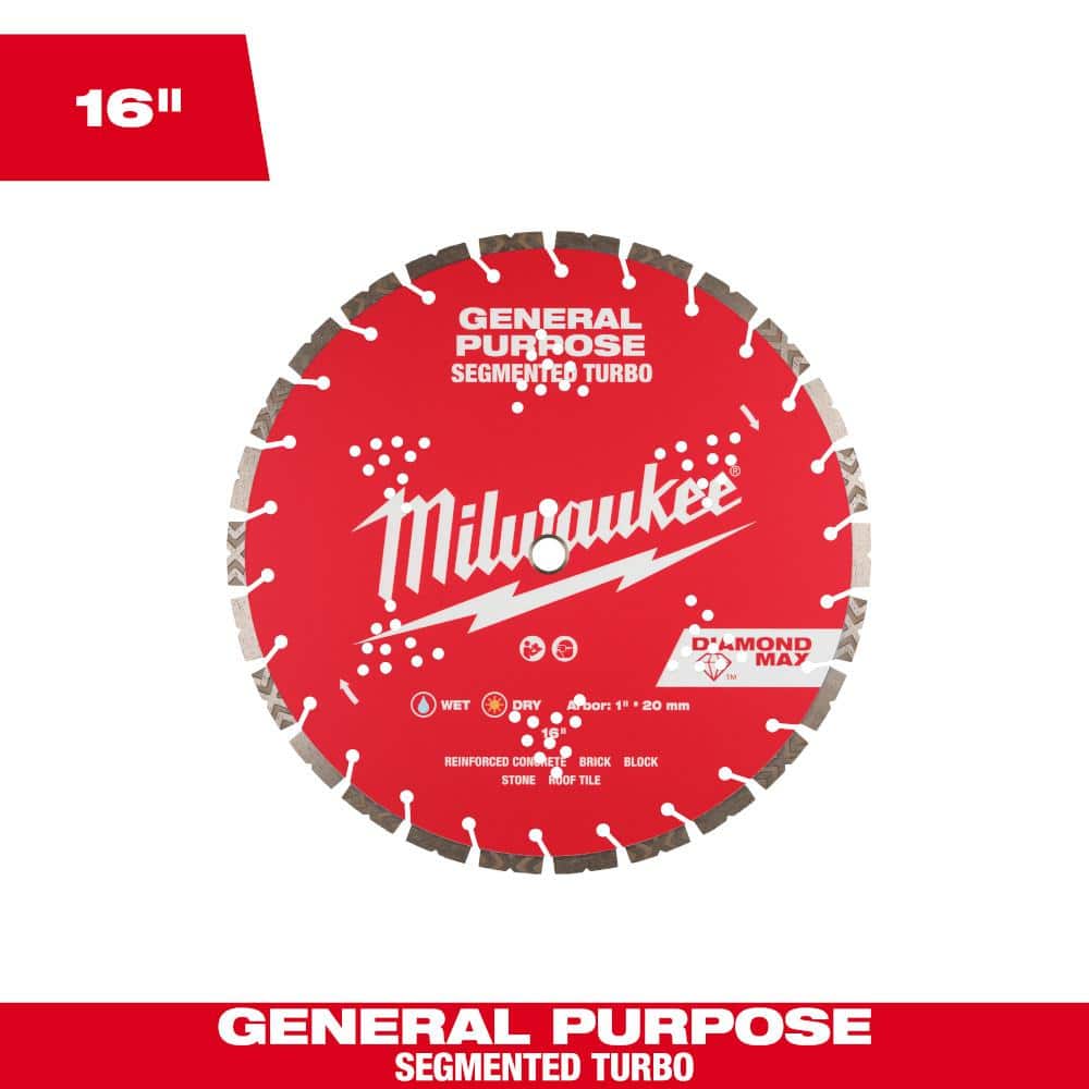 Milwaukee 16 in. DIAMOND MAX General Purpose Segmented Turbo Diamond Blade