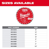 Milwaukee 16 in. DIAMOND MAX General Purpose Segmented Turbo Diamond Blade
