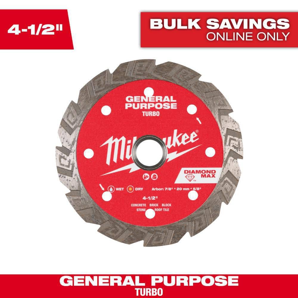 Milwaukee 4.5 in. DIAMOND MAX General Purpose Turbo Diamond Blade