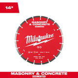 Milwaukee 14 in. Segmented Masonry & Concrete Diamond Blade, 1"/20 mm Arbor, 5,460 RPM