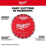 Milwaukee 14 in. Segmented Masonry & Concrete Diamond Blade, 1"/20 mm Arbor, 5,460 RPM