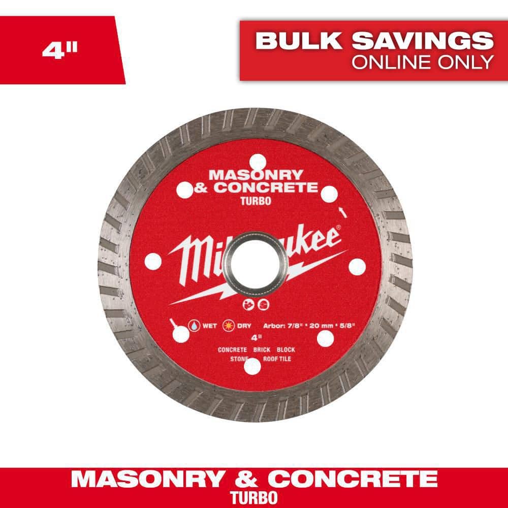 Milwaukee 4 in. Turbo Masonry & Concrete Diamond Blade, Segmented Turbo Rim