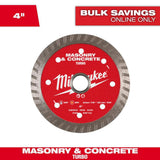 Milwaukee 7 in. Turbo Masonry & Concrete Diamond Blade, DM 7/8"–5/8" Arbor, 8,730 RPM