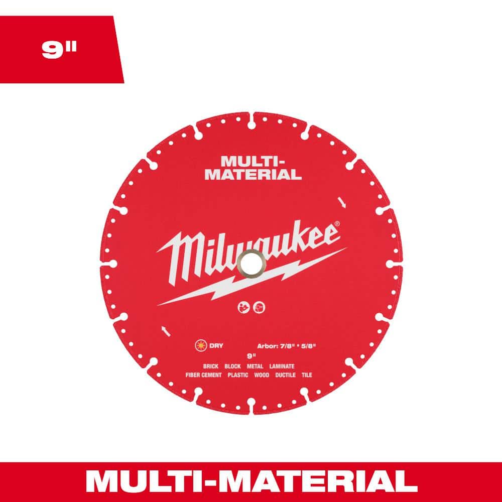 Milwaukee 4.5 in. Multi‑Material Diamond Blade, Vacuum Brazed, Segmented Rim, 7/8"–20mm–5/8" Arbor