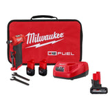 Milwaukee M12 FUEL 12-Volt Brushless Cordless 1/4 in. Right Angle & Straight Die Grinder Kit with (2) 2.0Ah Batteries