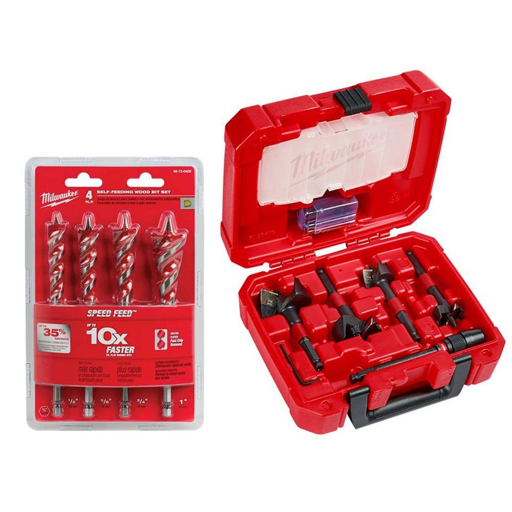 Milwaukee SPEED FEED Auger Wood Drilling Bit Set with SwitchBlade Plumber's Kit (9-Piece)