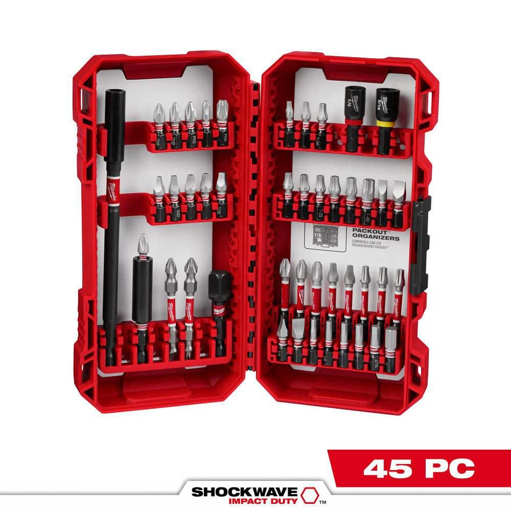 Milwaukee SHOCKWAVE Impact Duty Steel Driver Bit Set, 45-Piece