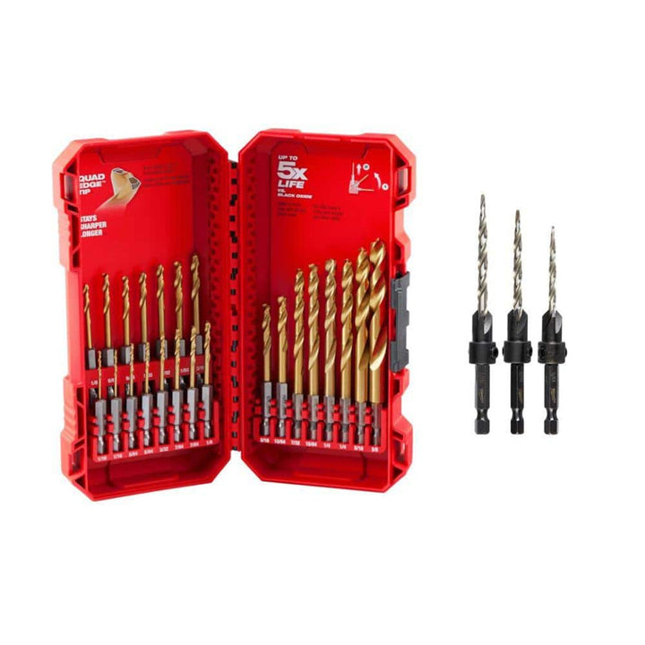Milwaukee SHOCKWAVE Impact‑Duty Titanium Drill Bit & Steel Countersink Set, 26-Piece (Model 48-89-4631 / 48-13-5003)