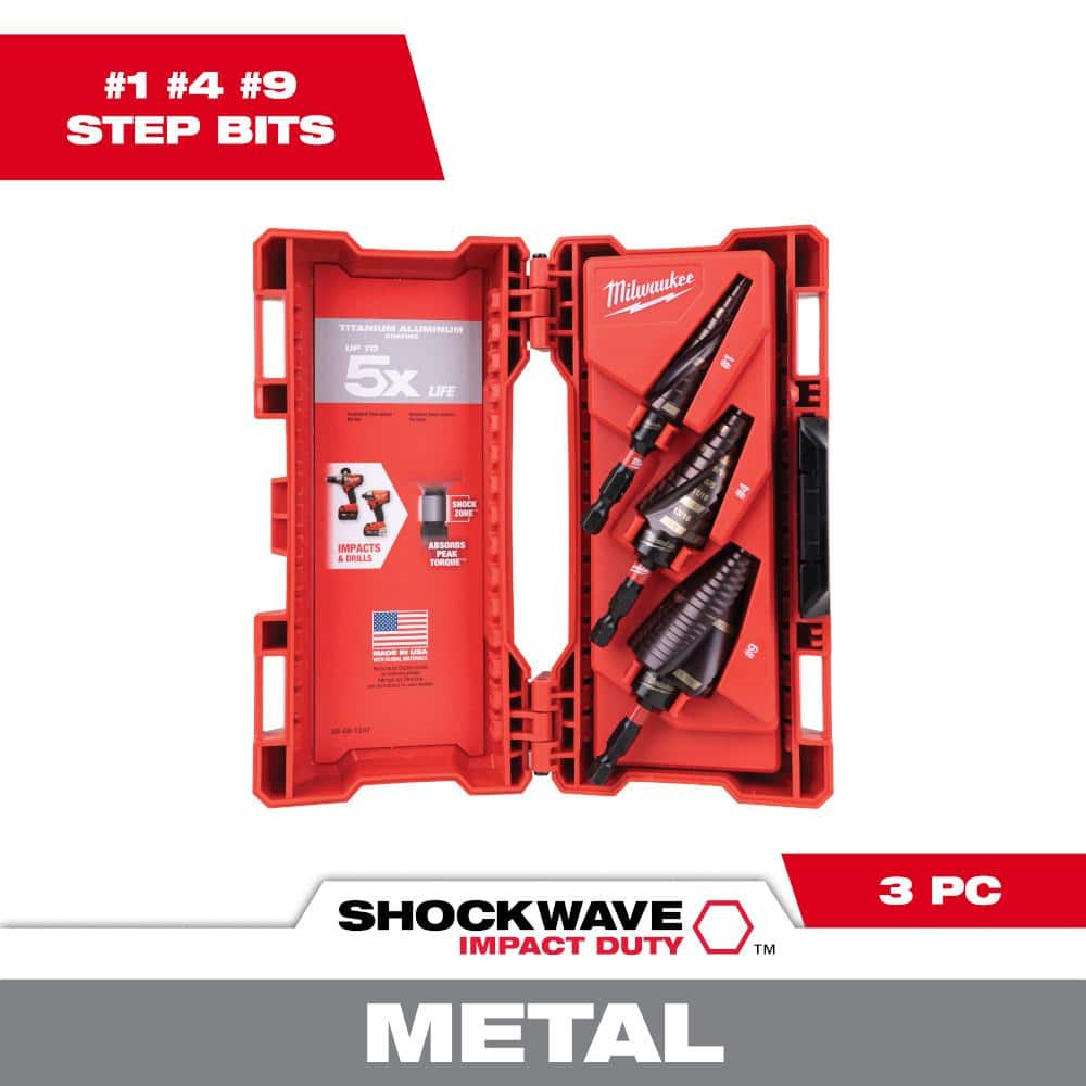 Milwaukee SHOCKWAVE Impact Duty Titanium Step Bit Kit (3-Piece)