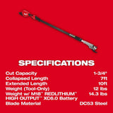 Milwaukee M18 Brushless 18-Volt Cordless Telescoping Pole Pruning Shears Kit with M18 FORGE XC 8.0Ah Battery (3008-20, 48-11-1881)