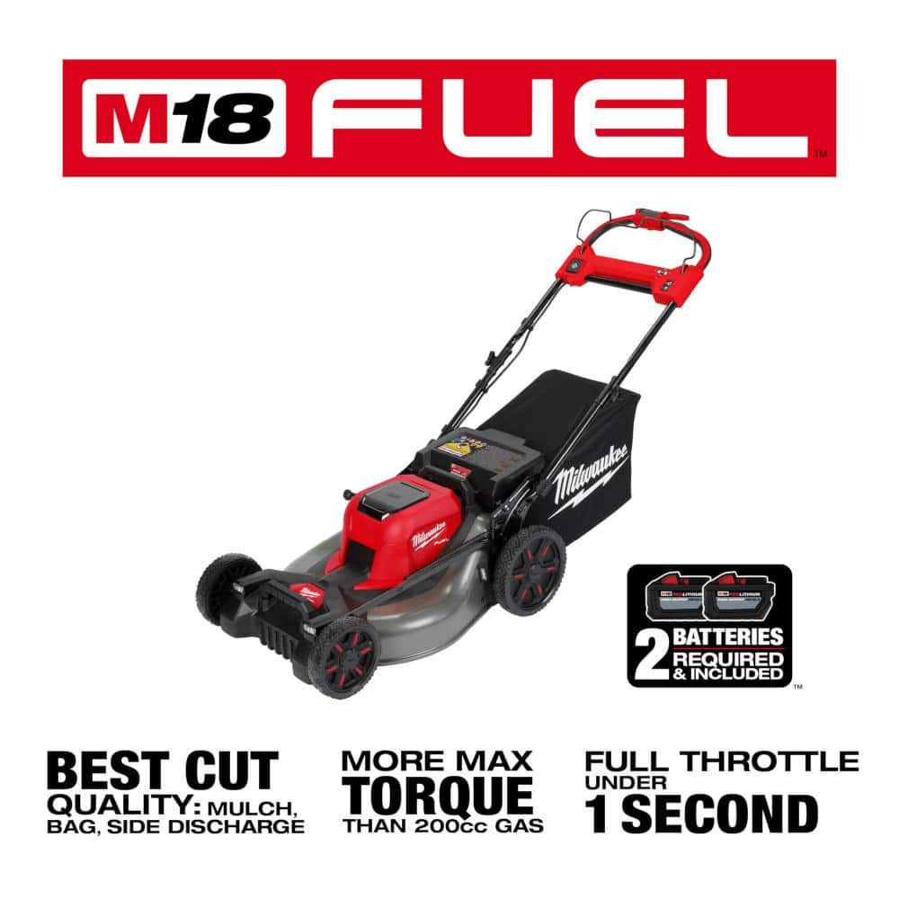 Milwaukee M18 FUEL Brushless Cordless 21 in. Dual-Battery Self-Propelled Lawn Mower with 16 in. Chainsaw, (3) 12Ah Batteries
