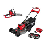 Milwaukee M18 FUEL Brushless Cordless 21 in. Dual-Battery Self-Propelled Lawn Mower with 8 in. Pruning Saw, (2) 12.0Ah Batteries & Charger
