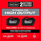 Milwaukee M18 FUEL Brushless Cordless 21 in. Walk Behind Dual Battery Self-Propelled Mower w/(2)12Ah Batteries & Replacement Blade