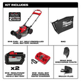 Milwaukee M18 FUEL Brushless Cordless 21 in. Self-Propelled Dual-Battery Lawn Mower Kit with (2) 12.0Ah REDLITHIUM Batteries, Rapid Charger & Safety Glasses