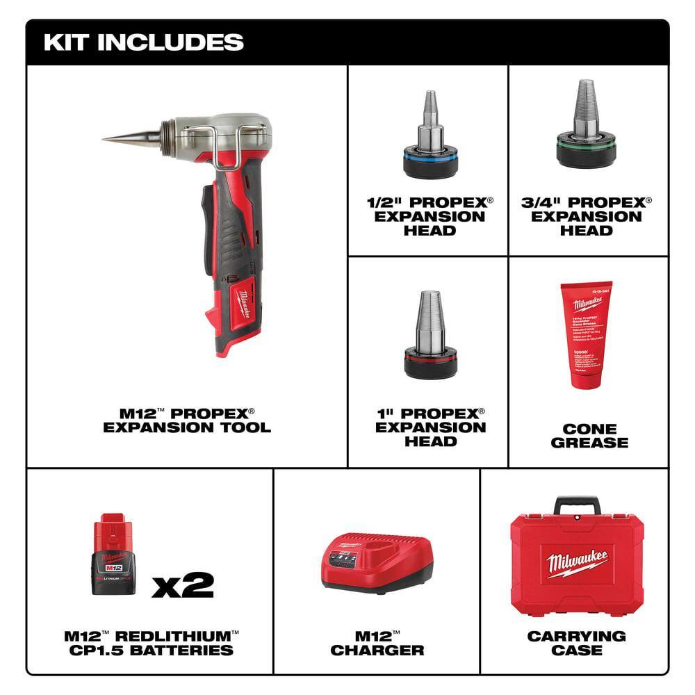 Milwaukee M12 12-Volt Lithium-Ion Cordless ProPEX Expansion Tool Kit with Free M12 FUEL HACKZALL Reciprocating Saw (2432-22-2520-20)
