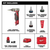 Milwaukee M12 12-Volt Lithium-Ion Cordless ProPEX Expansion Tool Kit with Two 3.0Ah Batteries, 3 Expansion Heads and Hard Case