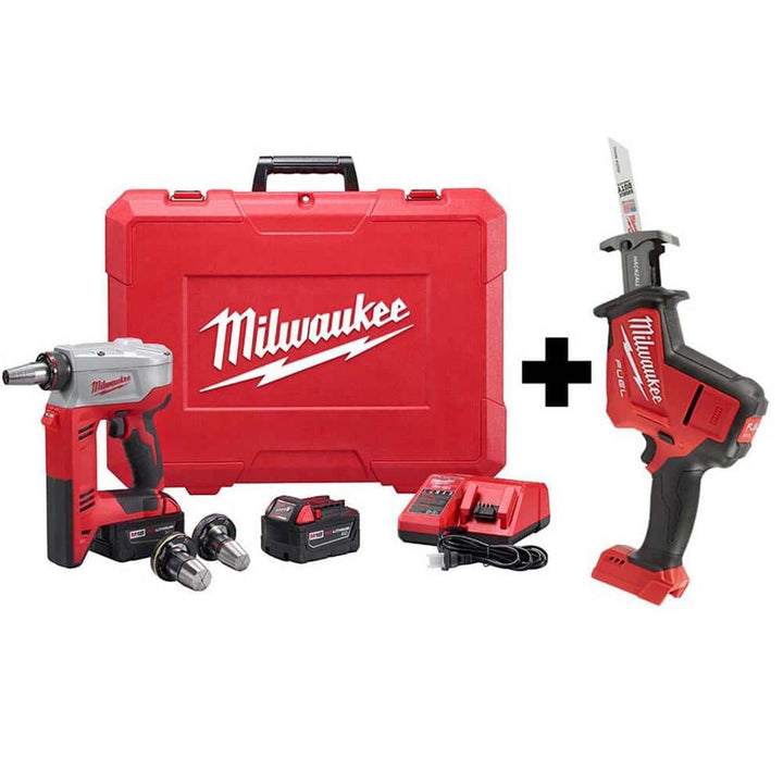 Milwaukee M18 18-Volt Lithium-Ion Cordless ProPEX Expansion Tool Kit (3/8 in.–1-1/2 in.) with M18 FUEL HACKZALL Reciprocating Saw