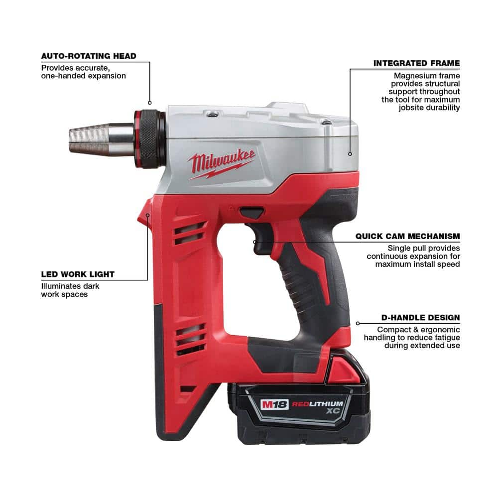 Milwaukee M18 ONE-KEY 18-Volt Cordless FORCE LOGIC ProPEX Expansion Tool Kit, 2–3 in. with (2) 8.0Ah Batteries
