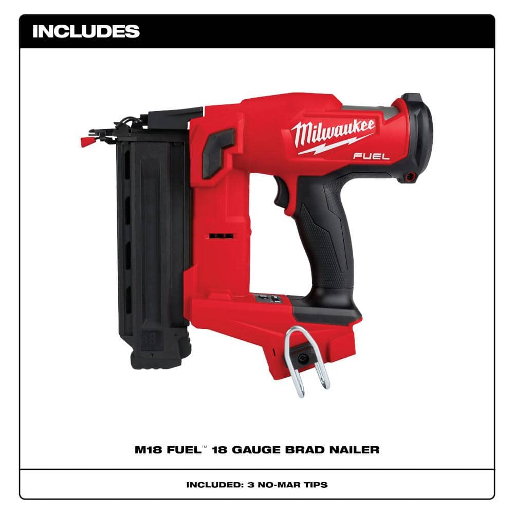 Milwaukee M18 FUEL Cordless 18‑Gauge Brad Nailer + 21° 3-1/2 in. Framing Nailer Combo with M18 2.0Ah & XC5.0 Batteries
