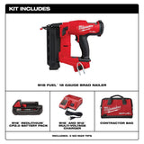 Milwaukee M18 FUEL Gen II 18-Gauge Brushless Cordless Brad Nailer w/ HIGH OUTPUT CP 3.0Ah Battery Pack (2-Pack), 18V, 5/8–2-1/8 in