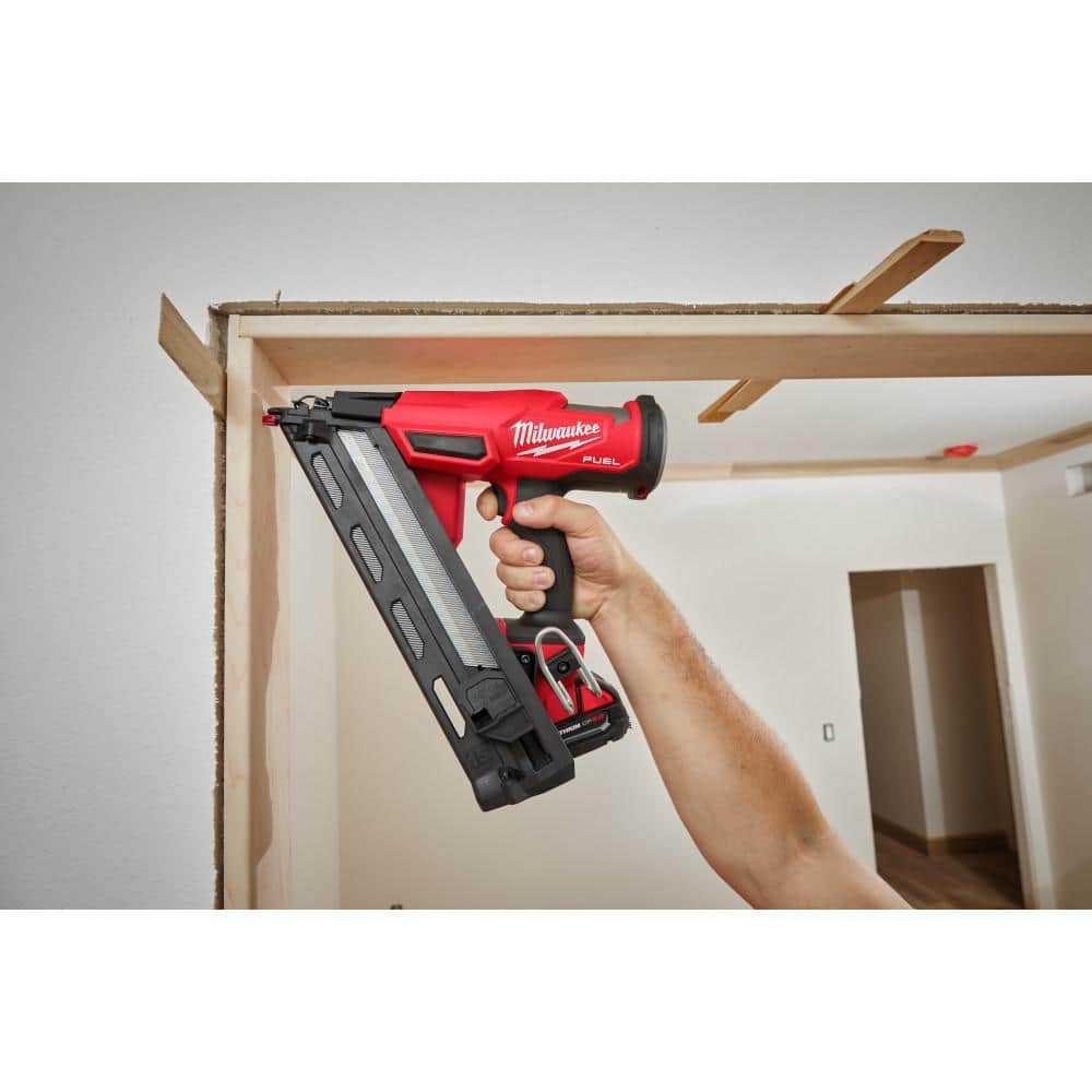 Milwaukee M18 FUEL 18-Volt Lithium-Ion Brushless Cordless Gen II 15-Gauge Angled Nailer with Random Orbit Sander