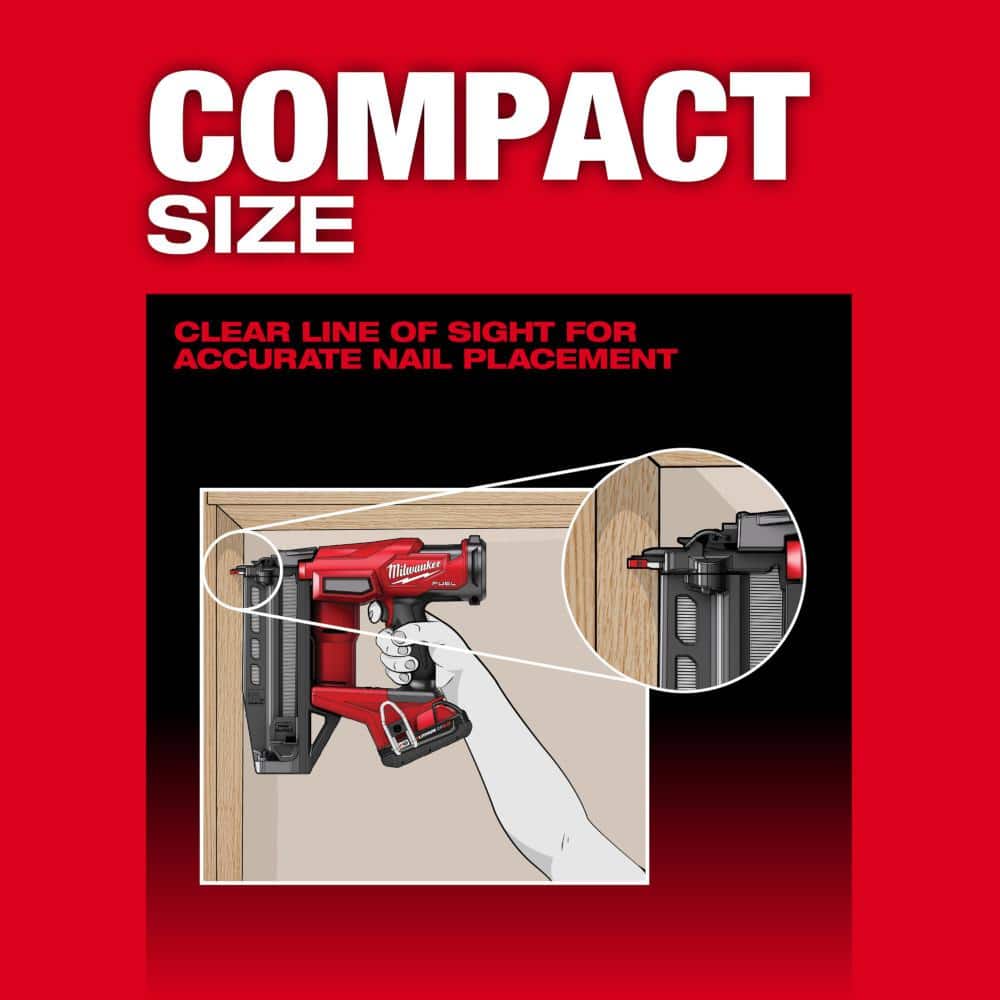 Milwaukee M18 FUEL 18-Volt Brushless Cordless 16-Gauge Straight Finish Nailer, Tool Only (Model 3020-20)