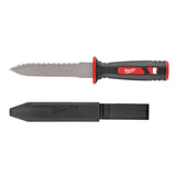 Milwaukee 11 in. Stainless Steel Partially Serrated Duct Knife with Sheath, Double-Edged, 5.5 in Blade