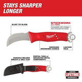 Milwaukee Lineman’s Blunt Tip Hawkbill Knife w/ STICKWORK 3-in-1 Ring + FASTBACK Stainless Blunt Tip Hawkbill Folding Knife (Model 48-22-1923/48-22-1526)