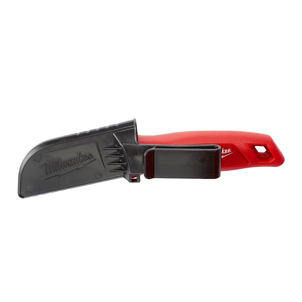 Milwaukee Hawkbill Fixed Blade Knife, 3.4 in Blade, Full Tang, Sheath Included