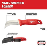 Milwaukee Hawkbill Fixed Blade Knife, 3.4 in Blade, Full Tang, Sheath Included