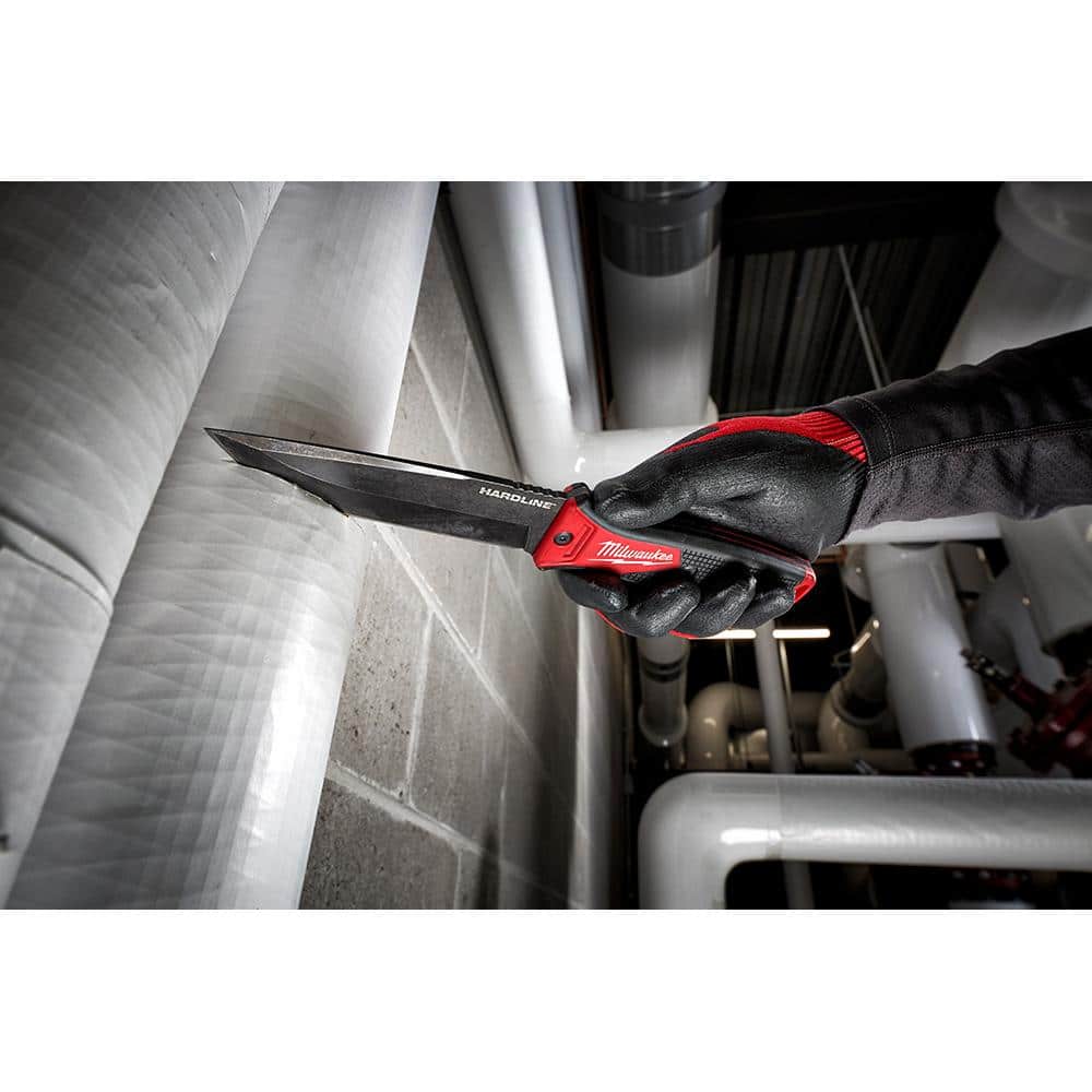 Milwaukee 5 in. HARDLINE AUS-8 Steel Fixed Blade Knife with Sheath