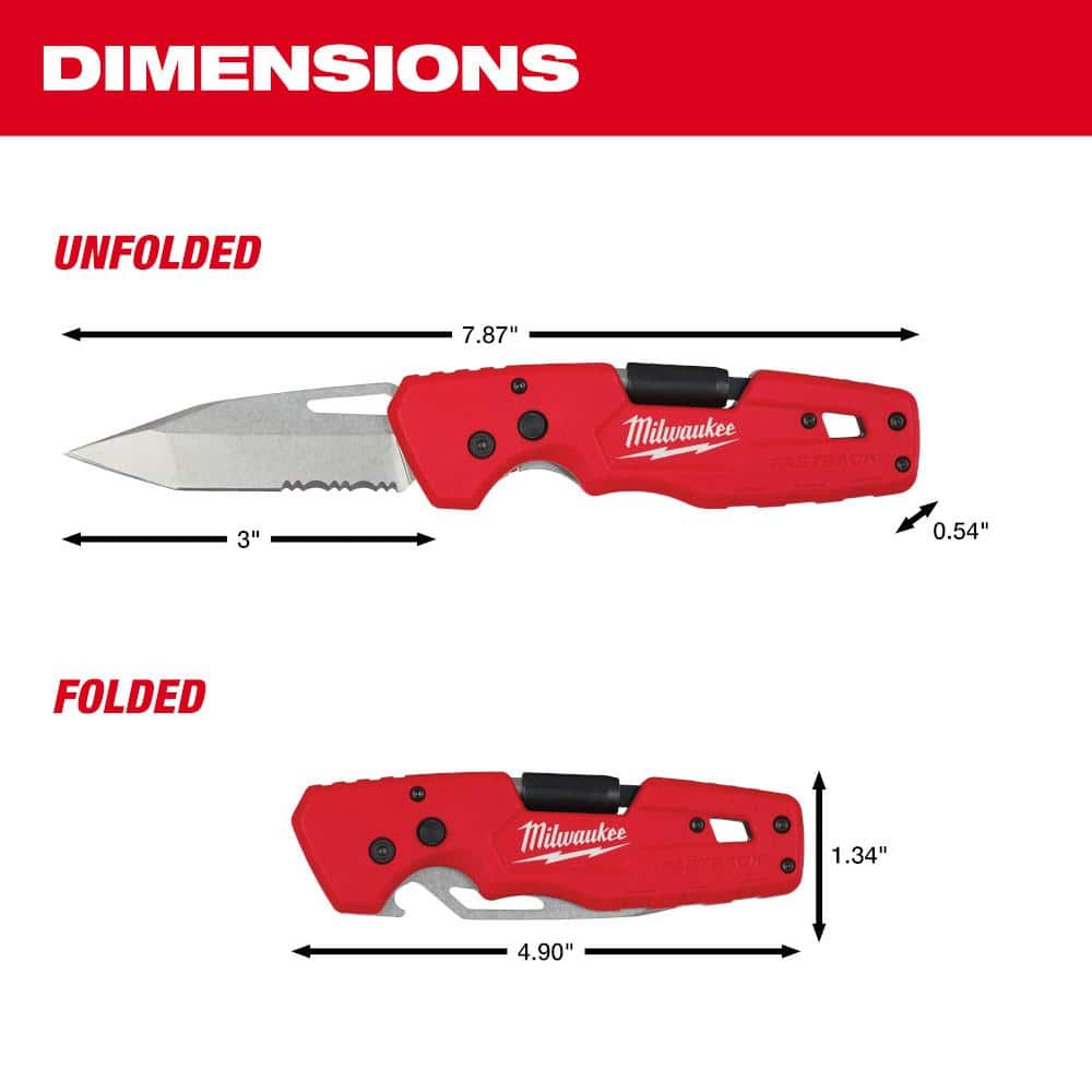 Milwaukee FASTBACK 5-in-1 Folding Knife with 3 in. Blade, Liner Lock