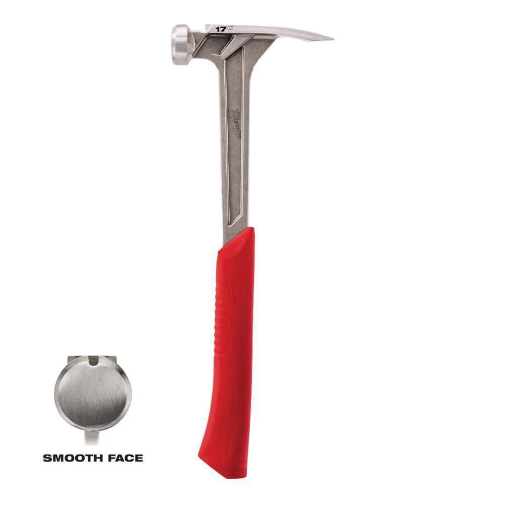 Milwaukee 17 oz. Smooth Face Framing Hammer with 12 in. Pry Bar (Shockshield Grip, Magnetic Nail Set)
