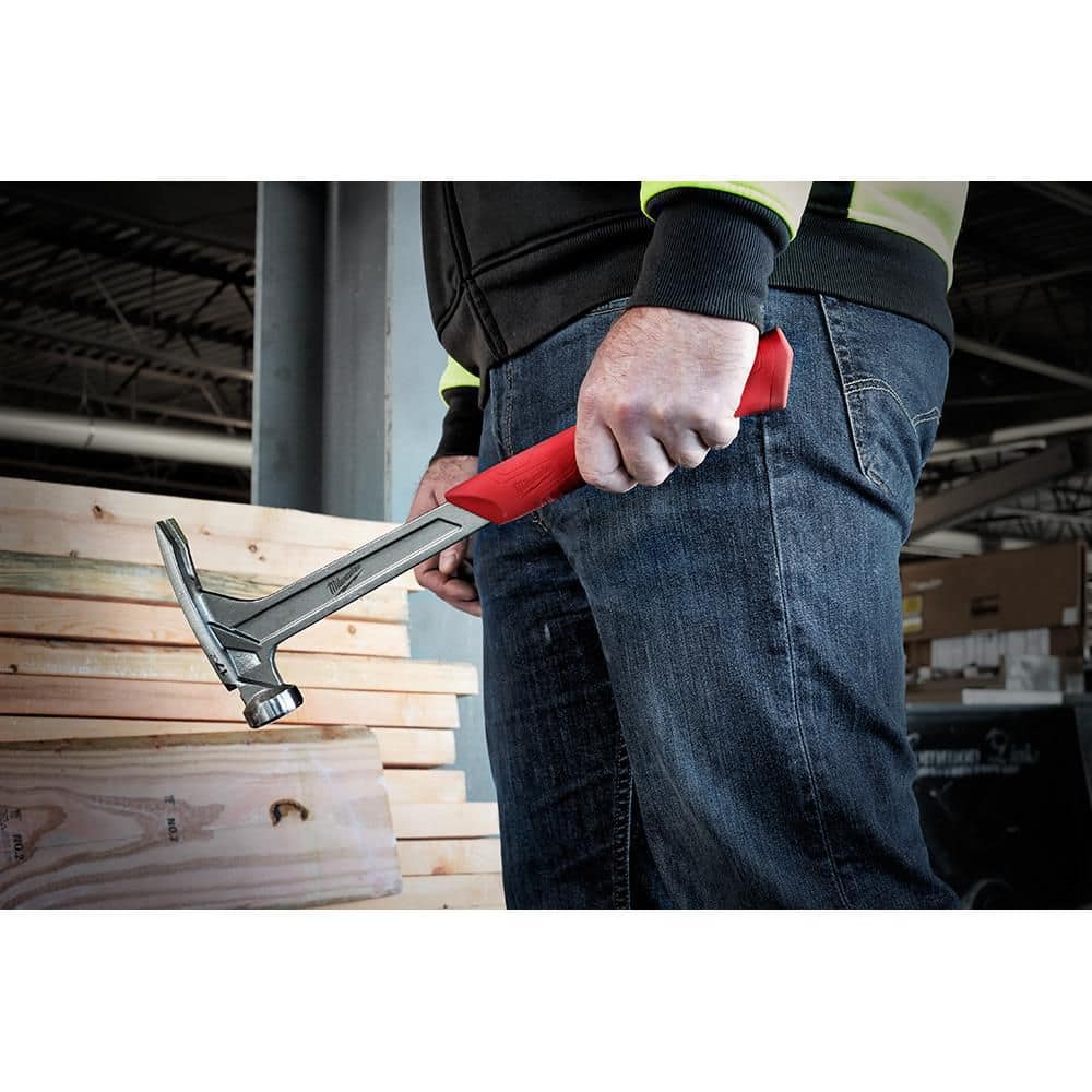 Milwaukee 17 oz. Smooth Face Framing Hammer with 12 in. Pry Bar (Shockshield Grip, Magnetic Nail Set)
