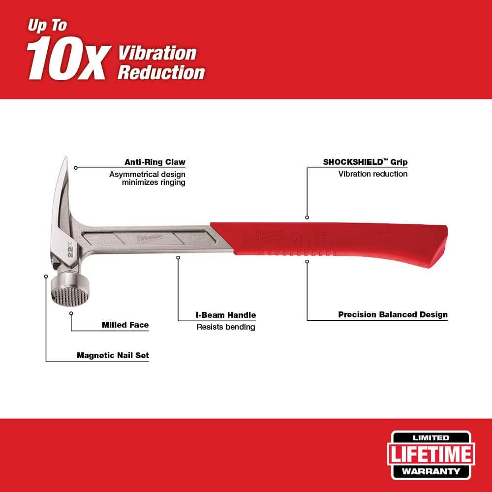 Milwaukee 22 oz. Milled Face Framing Hammer with 7 in. Hammer Loop