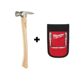 Milwaukee 19 oz. Wood Milled Face Hickory Framing Hammer with Hammer Loop, 16 in. Handle