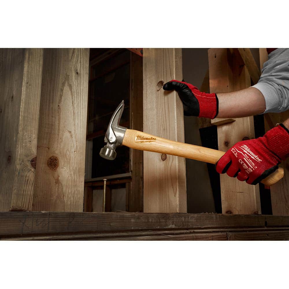 Milwaukee 19 oz. Wood Milled Face Hickory Framing Hammer with Hammer Loop, 16 in. Handle