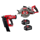 Milwaukee M18 FUEL 3-1/2 in. 18-Volt 21-Degree Lithium-Ion Brushless Cordless Nailer w/7-1/4 in. Rear Circ, Two 6Ah HO Batteries