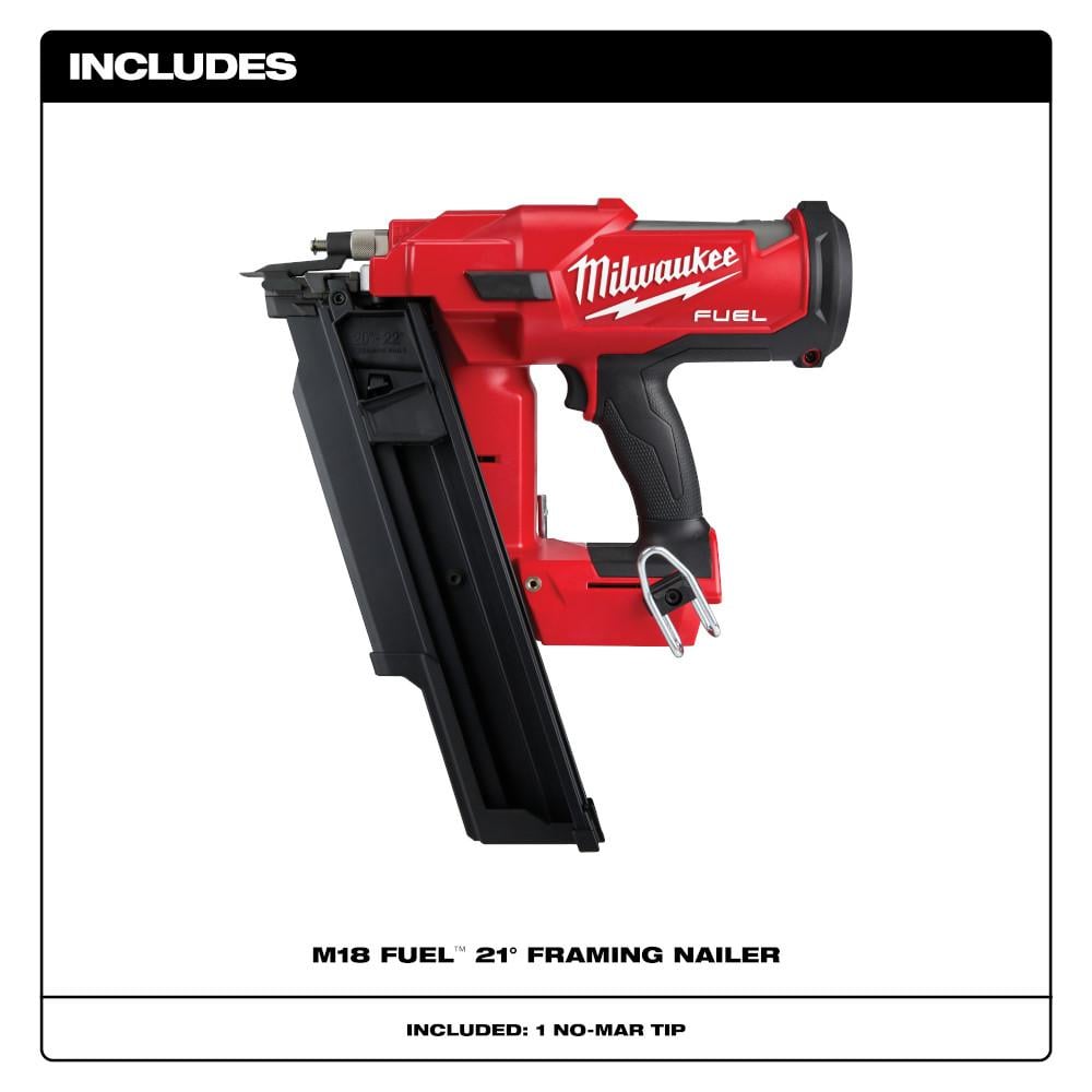 Milwaukee M18 FUEL 3-1/2 in. 18-Volt 21-Degree Lithium-Ion Brushless Cordless Nailer w/7-1/4 in. Rear Circ, Two 6Ah HO Batteries
