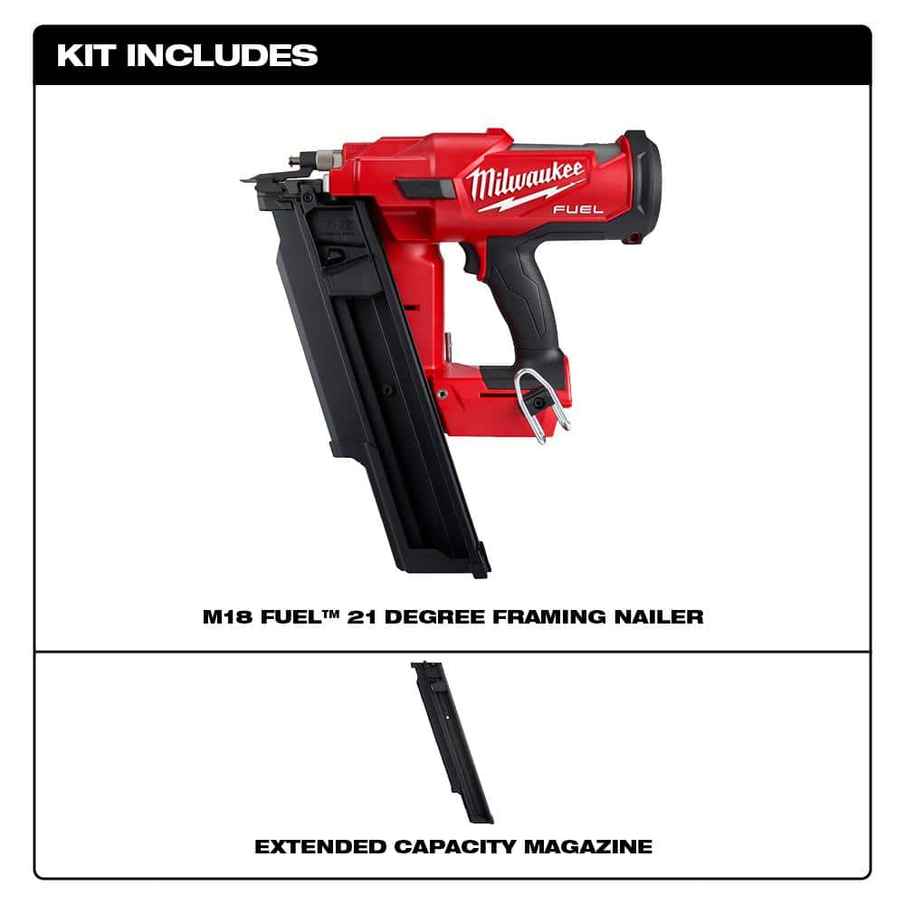 Milwaukee M18 FUEL 3-1/2 in. 18-Volt 21° Brushless Cordless Framing Nailer, Tool-Only (Model 2744-20)