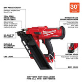 Milwaukee M18 FUEL 3-1/2 in. 18V 30° Brushless Cordless Framing Nailer, Tool-Only, with 10 in. Nail Puller & Dimpler
