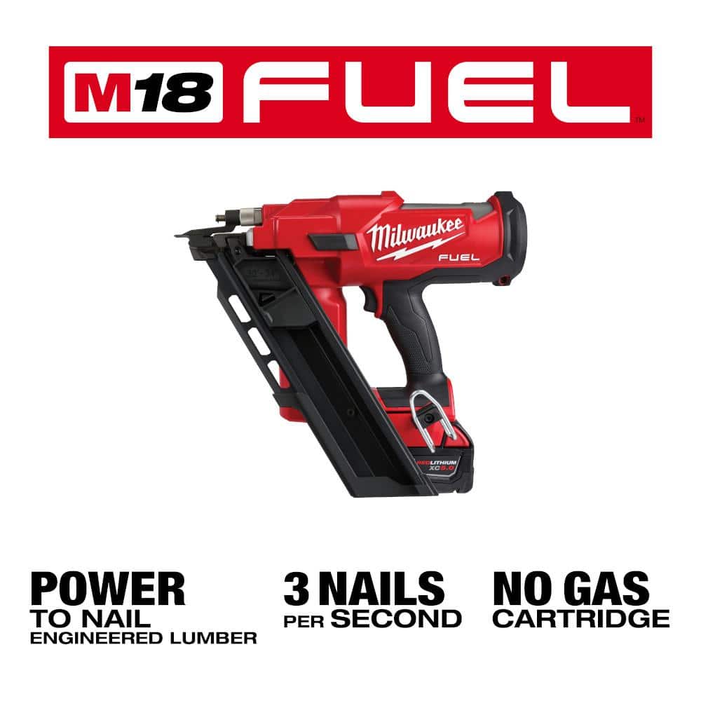 Milwaukee M18 FUEL 3-1/2 in. 18V 30° Brushless Cordless Framing Nailer Kit with Battery, Charger & Extended Capacity Magazine