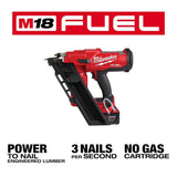 Milwaukee M18 FUEL 3-1/2 in. 18V 30° Brushless Cordless Framing Nailer Kit with Battery, Charger & Extended Capacity Magazine