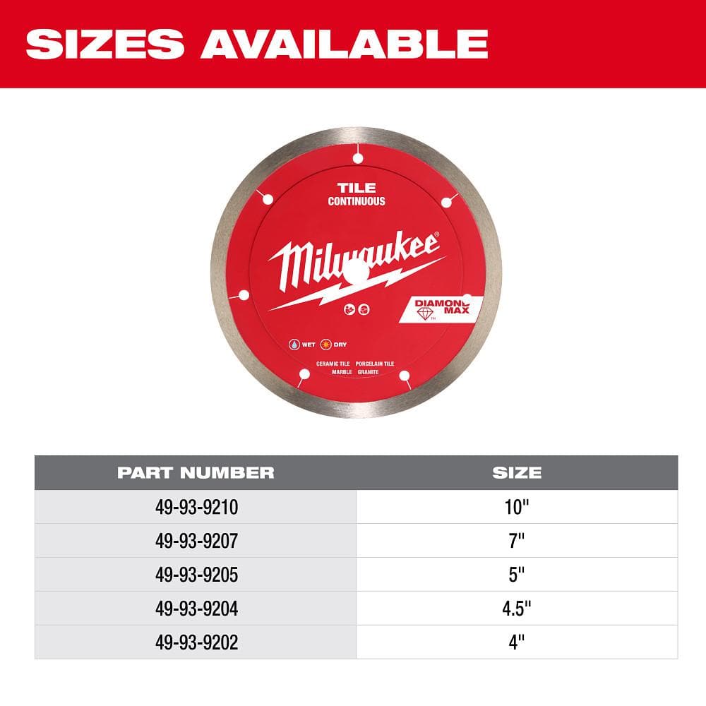 Milwaukee 10 in. DIAMOND MAX Continuous Tile Diamond Blade