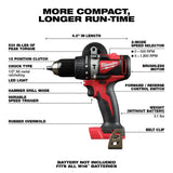 Milwaukee M18 18V Lithium-Ion Brushless Cordless 1/2 in. Compact Hammer Drill (Tool Only)