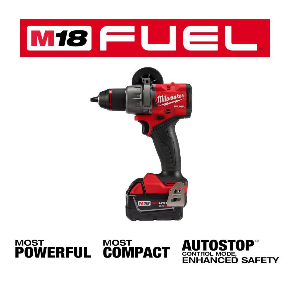 Milwaukee M18 FUEL 18V Lithium-Ion Brushless Cordless 1/2 in. Hammer Drill Driver Kit w/Deep Cut Band Saw